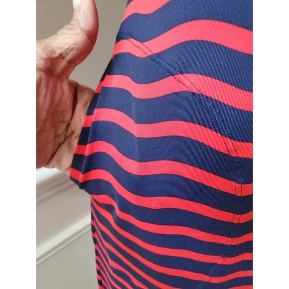 Tommy Bahama Red Navy Blue Sea Swell Split Neck Spa Dress Tassel Ties Size Small - Picture 5 of 13